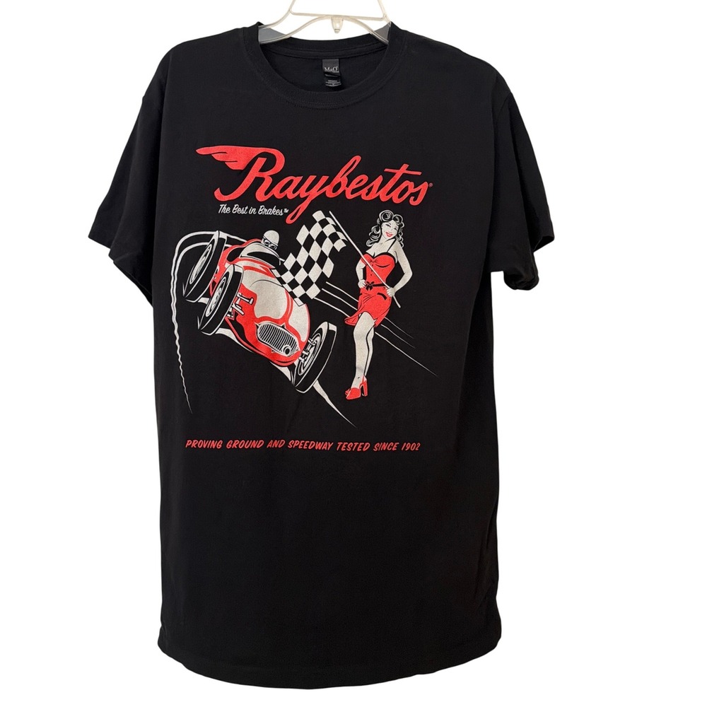 Raybestos Racing Pinup Girl Graphic T-Shirt Mens Medium Black M&O Gold Cotton
